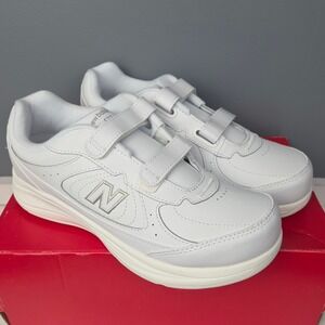New Balance Walking Shoes Women 8 2E Wide White Leather Comfort Sneakers 577 New